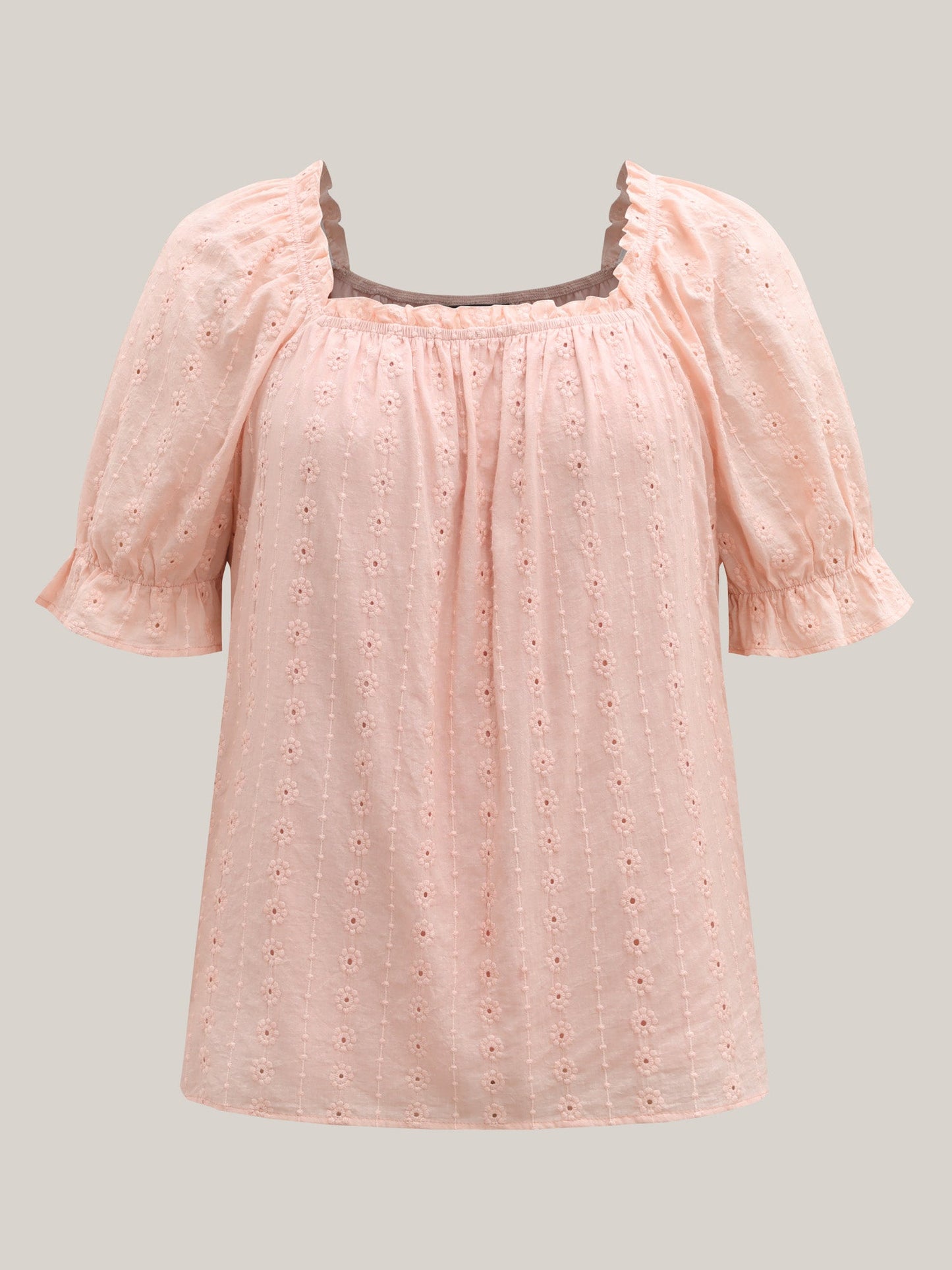 Textured Frill Trim Square Neck Blouse