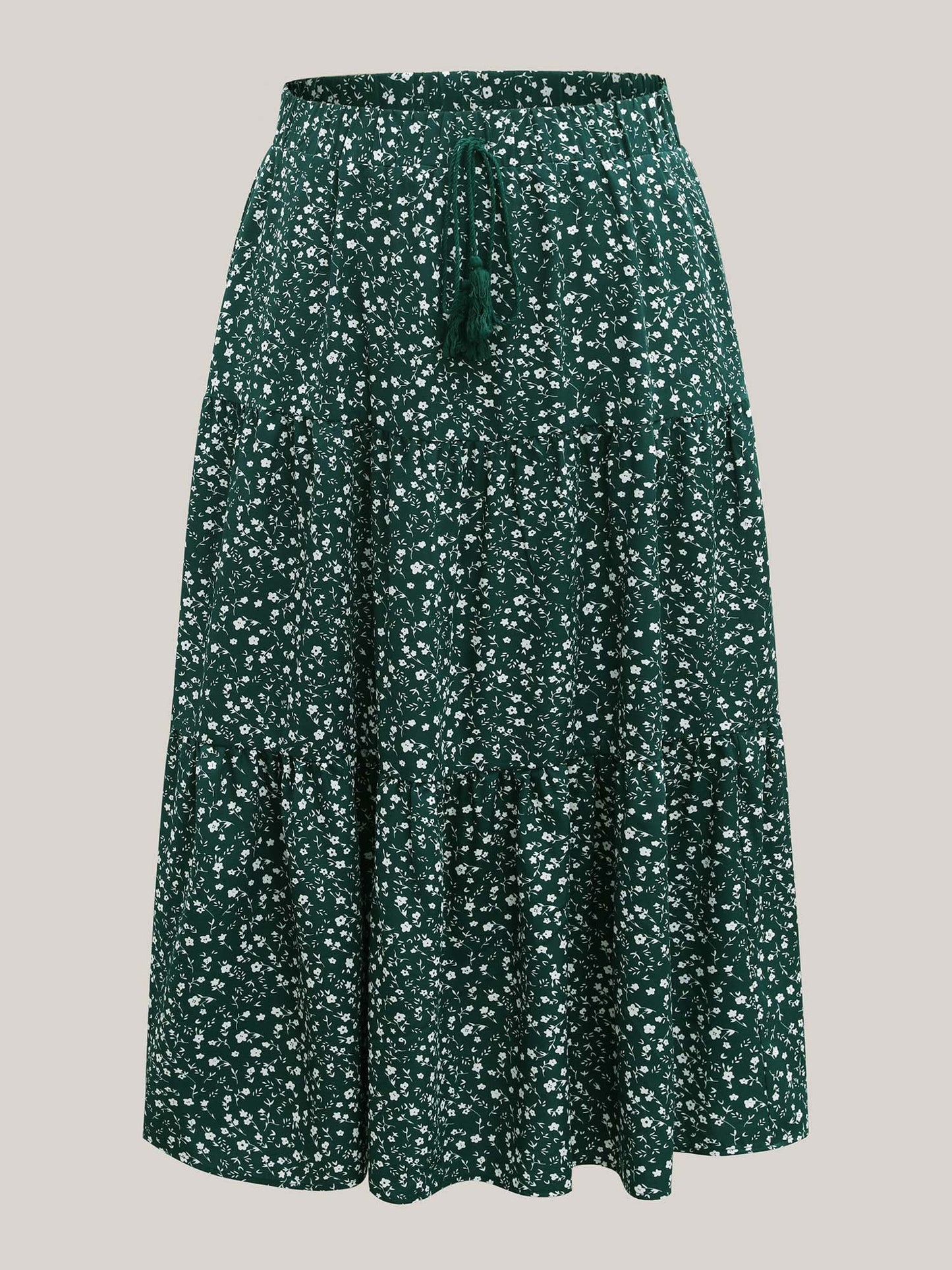 Ditsy Floral Print Tiered Tied Maxi Skirt