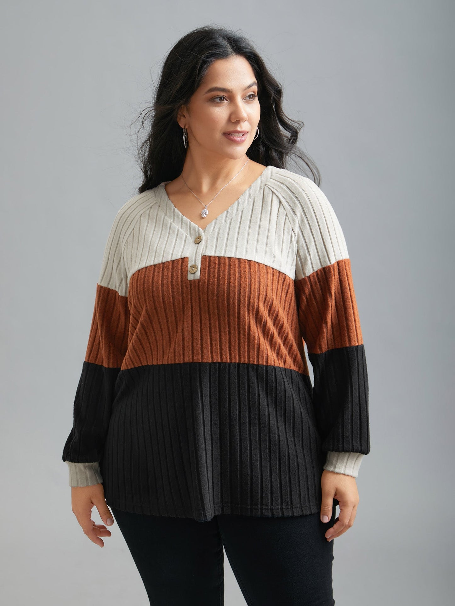 Colorblock Contrast Texture Pit Strip T-shirt