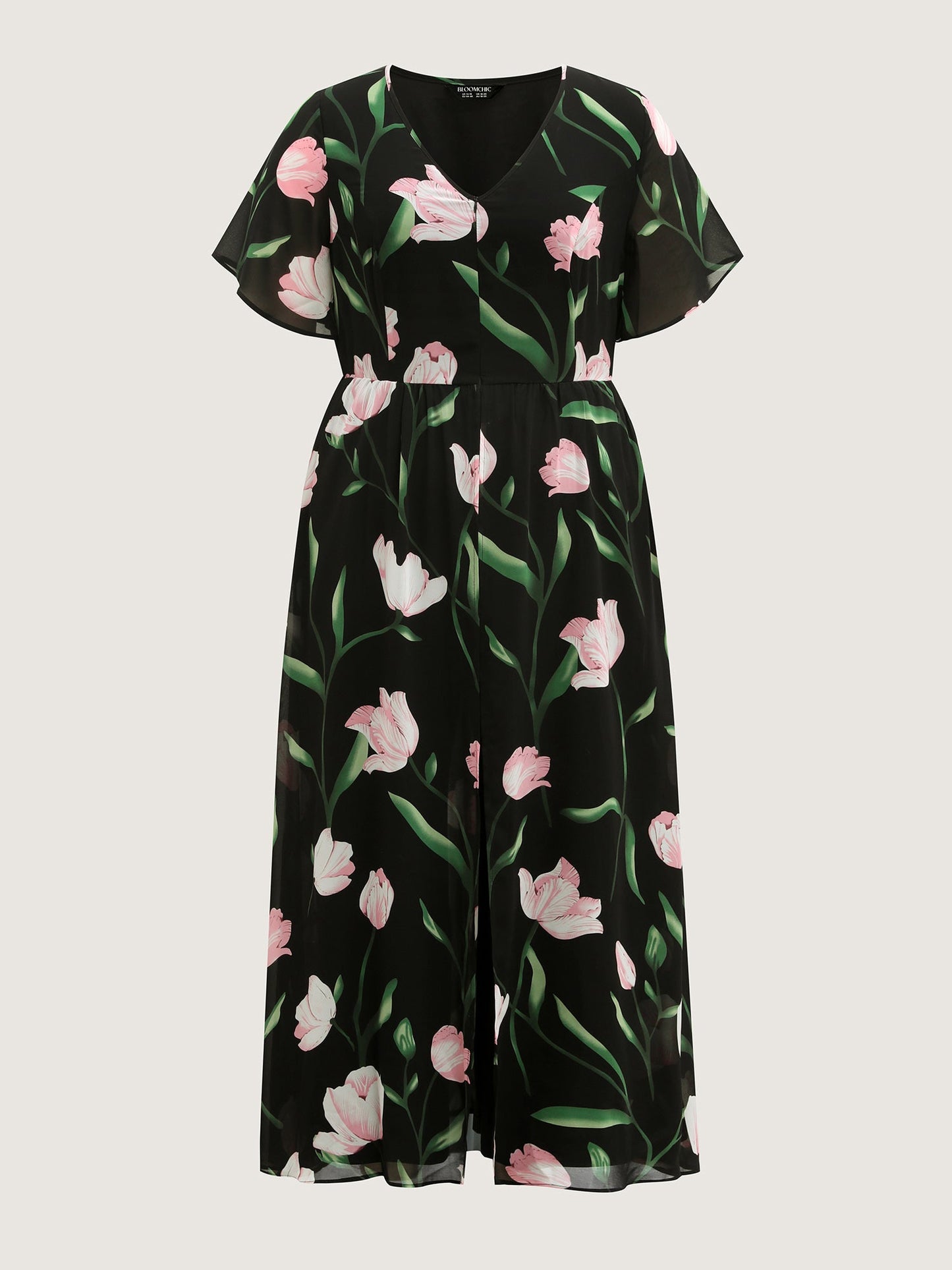 Hidden Zipper Floral Layered Pockets Jumpsuit