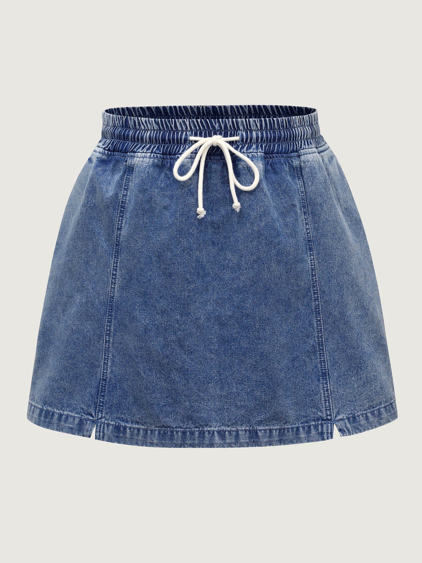 Pull-On Drawstring Denim Skort