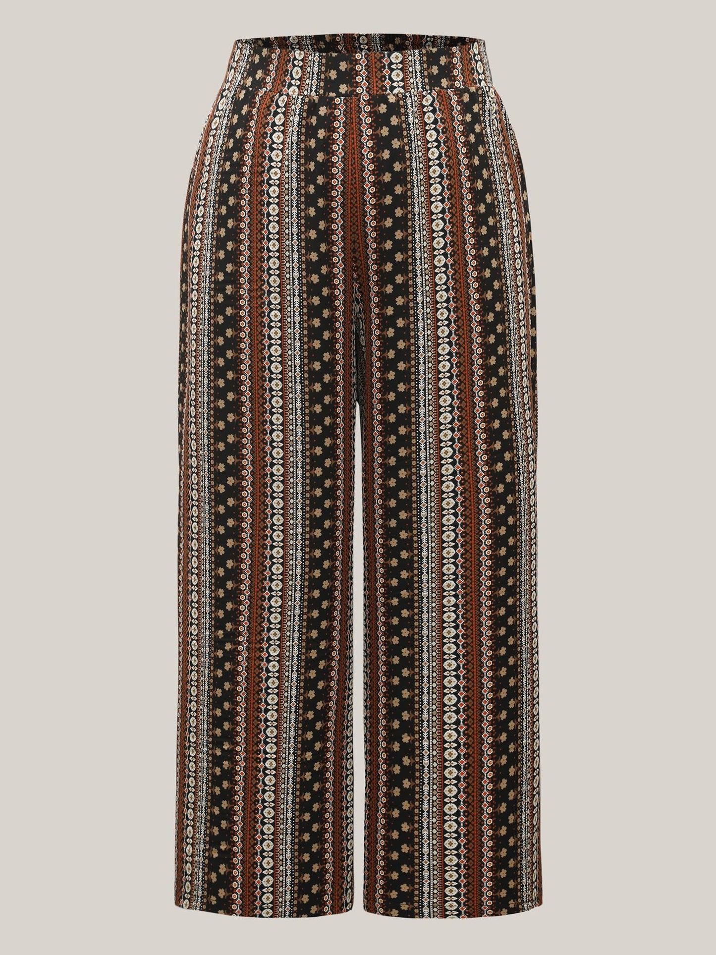 Boho Geometric Pattern Wide-Leg Pants