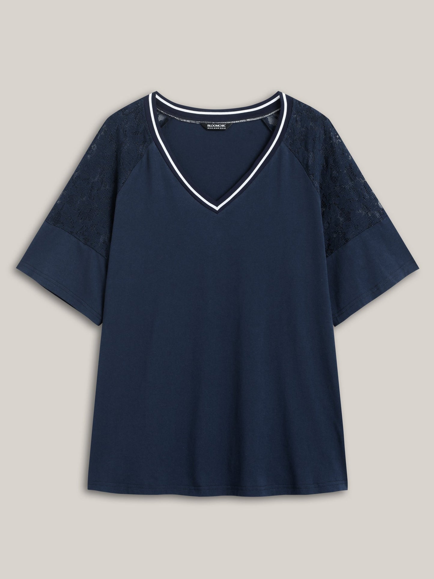 Supersoft Sheer Floral Sleeve V-Neck T-Shirt