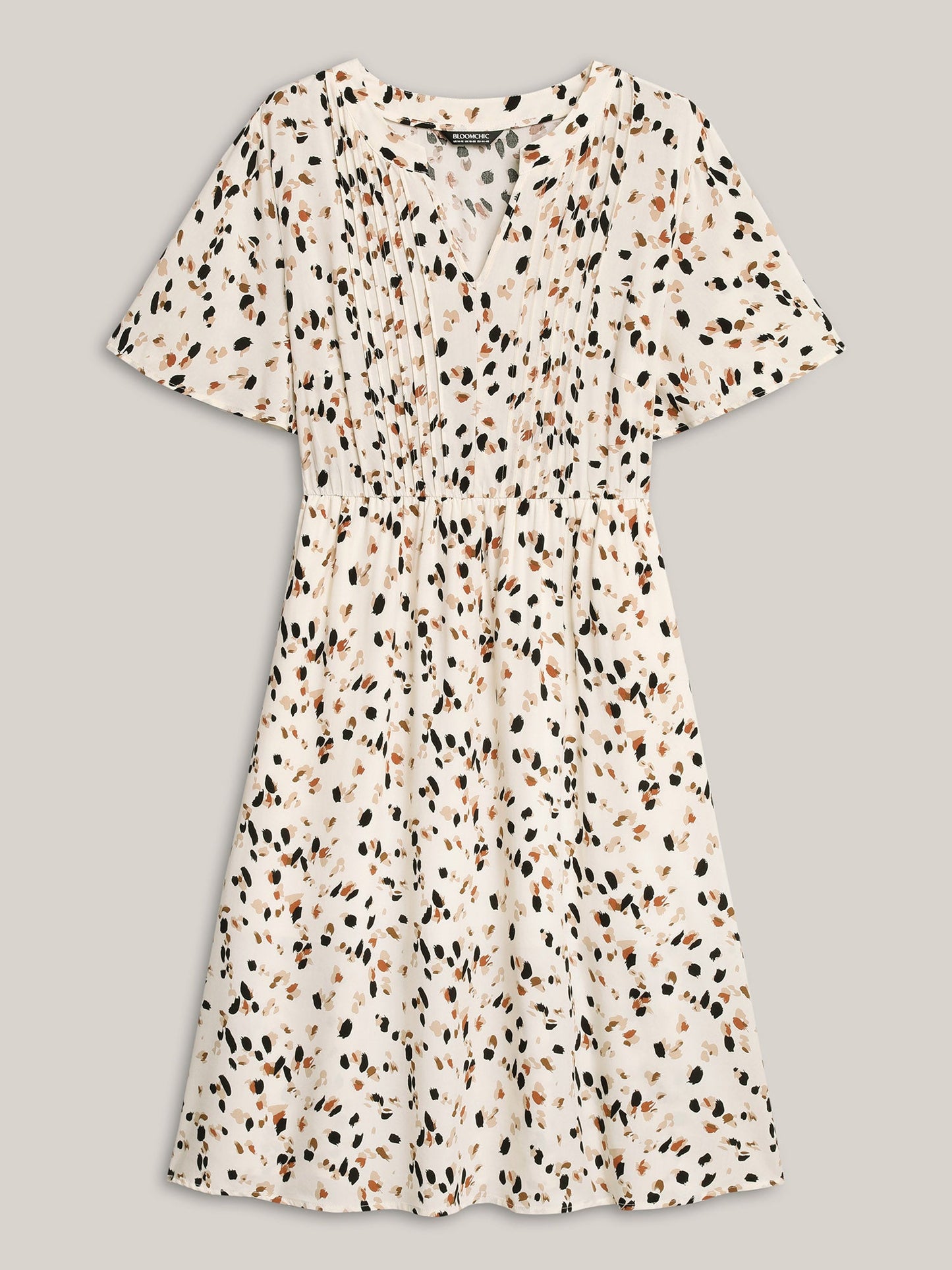 Rayon Toothpick Pleat Leopard Print Midi Dress