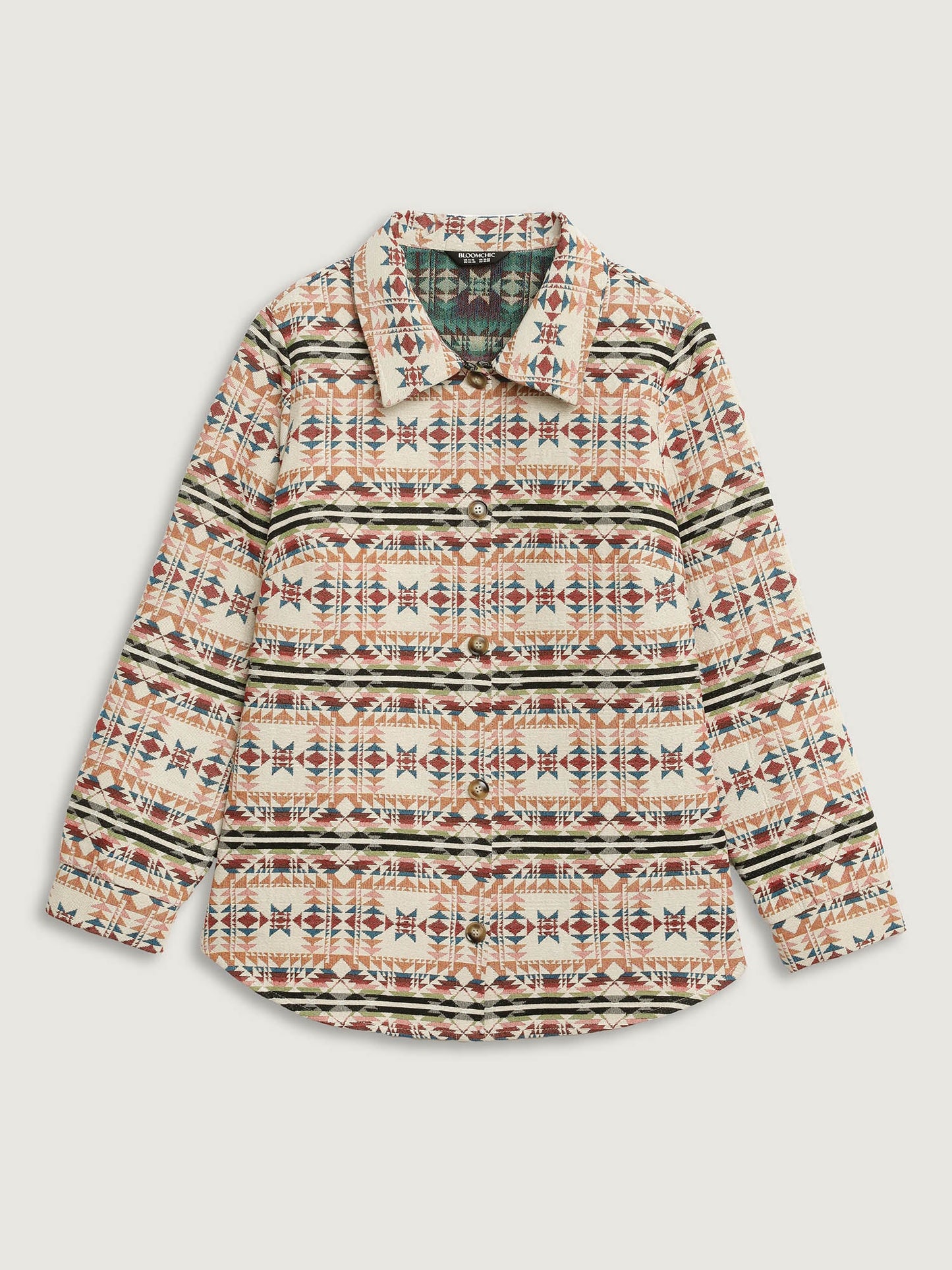 Boho Geometric Print Button Front Jacket