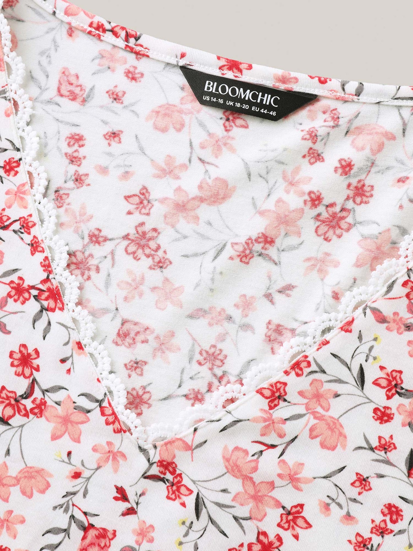 Floral Print Colorful Lace Knit Top