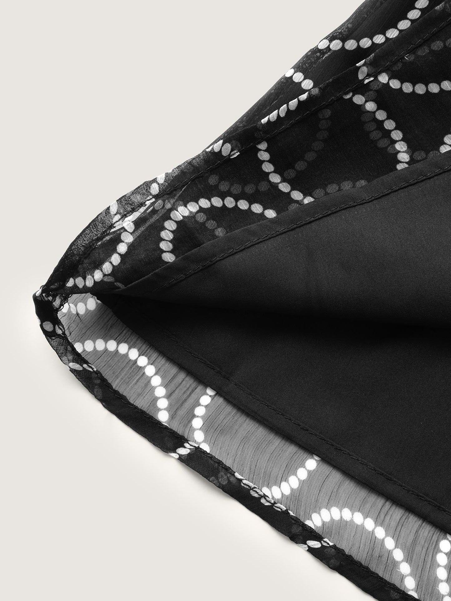 Polka Dot Mock Neck Mesh Patchwork Blouse