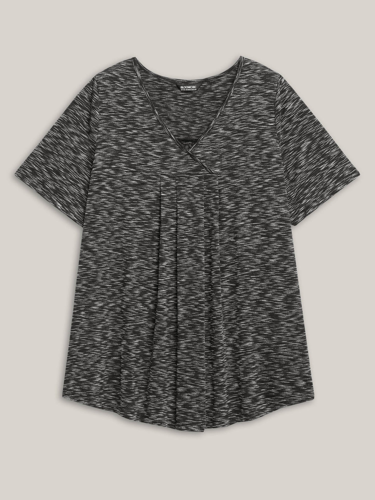 Heather Surplice Neck Curvy Hem T-Shirt