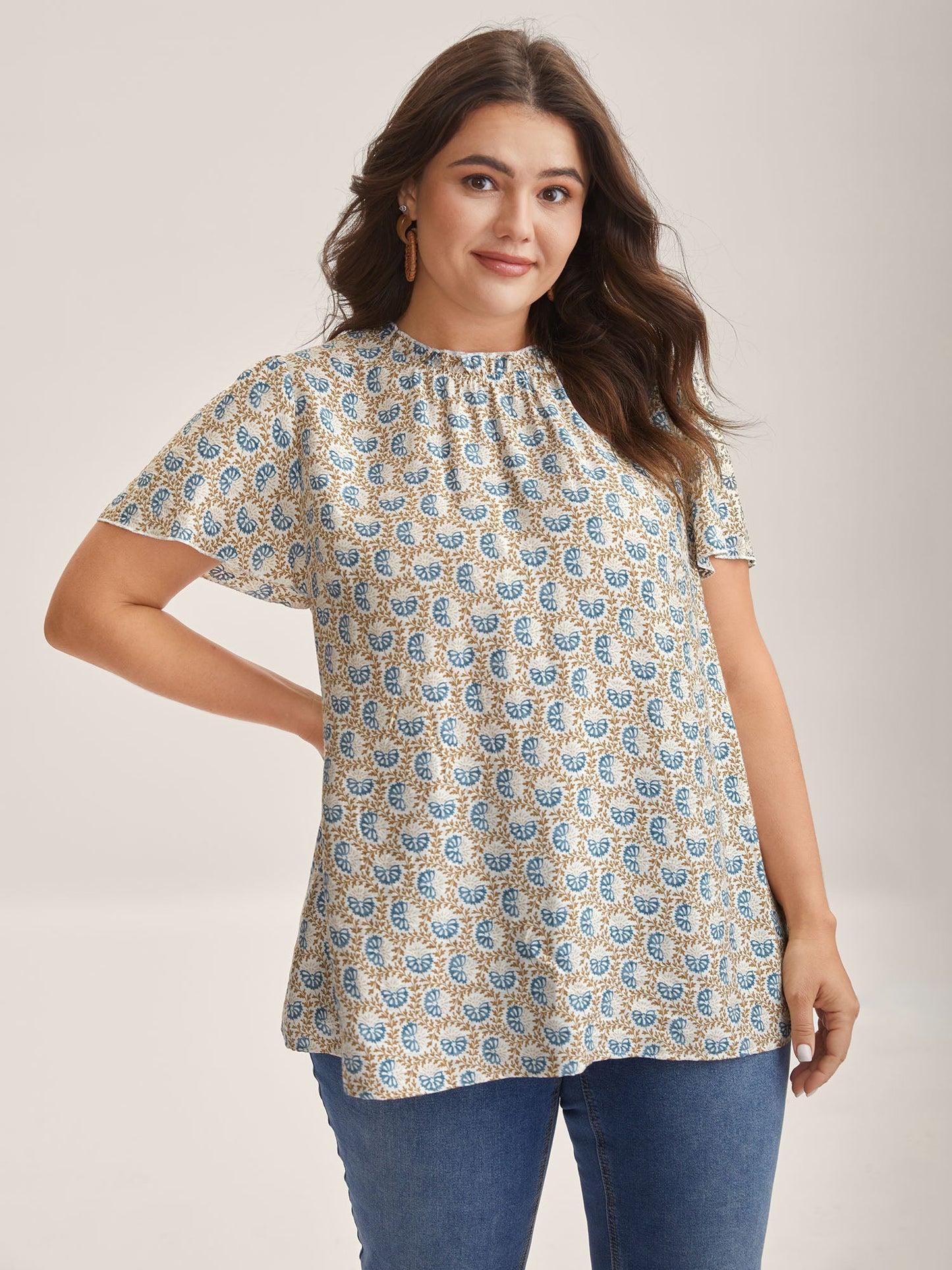 In Full Bloom Mock Neck Shirt
