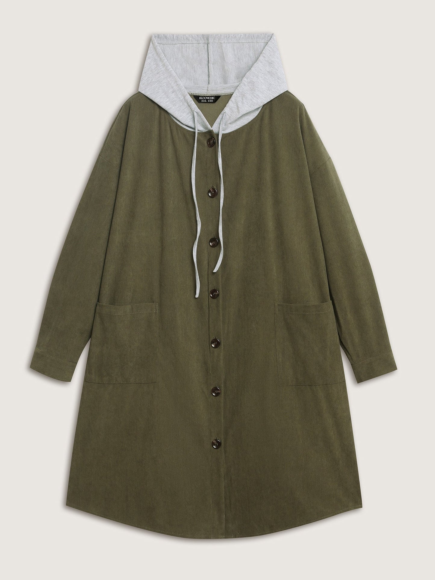 Hooded Button-Front Pockets Jacket