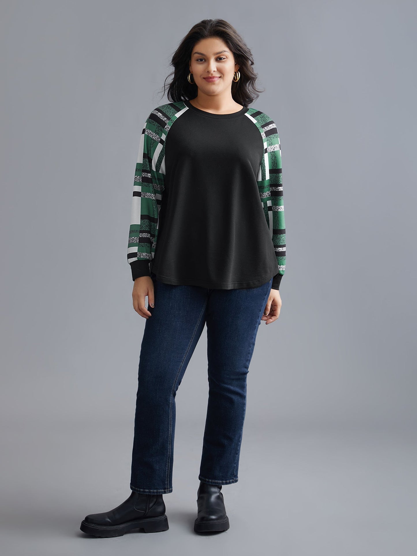 Colorblock Contrast Raglan Sleeve Sweatshirt