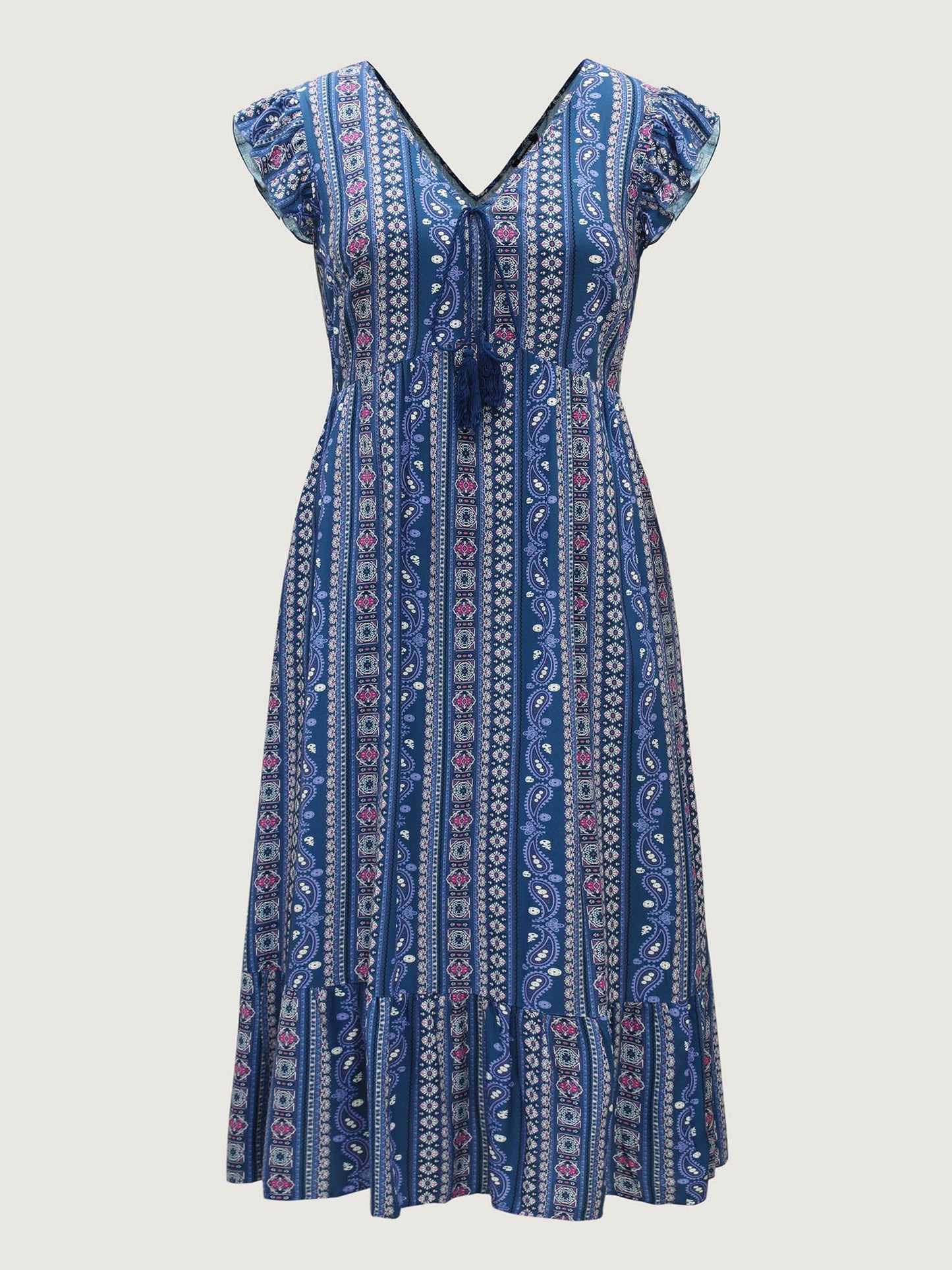 Boho Stripes High Waisted Midi Dress