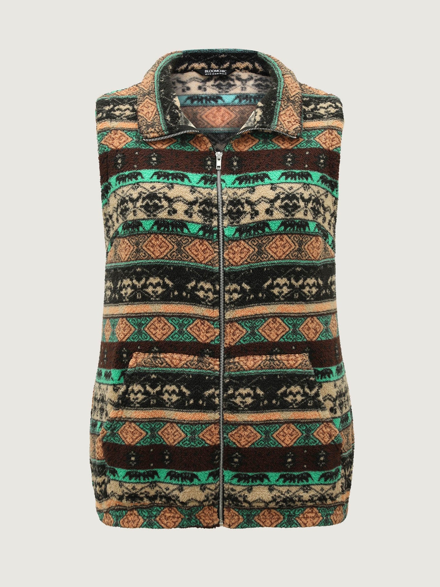 Colorful Geometric Stripes Zipper Vest