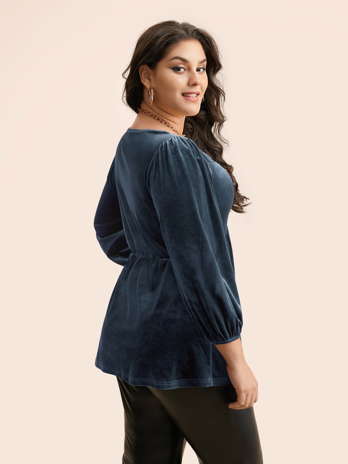 Velvet Heart Neckline Gathered Blouse