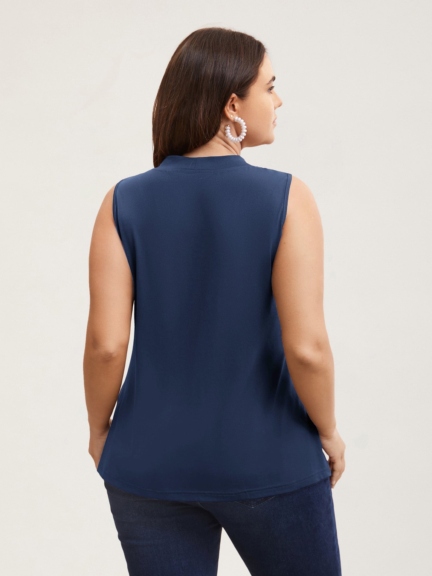 Solid Asymmetrical Neck Twist Front Tank Top