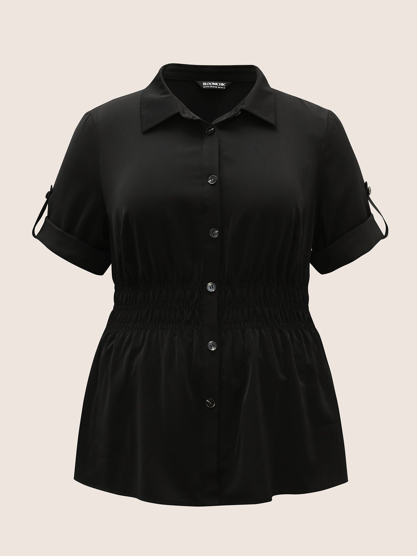 Shirt Collar Button Cuff Sleeve Blouse