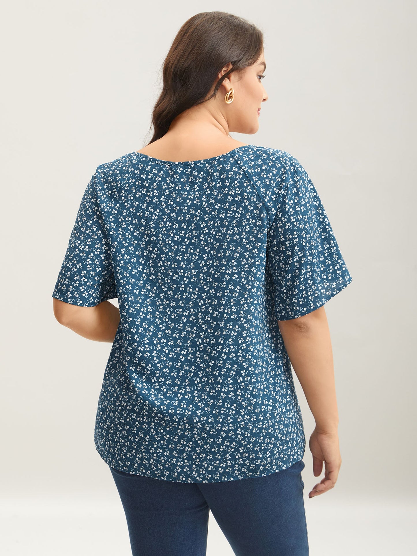 Ditsy Floral Print Half Sleeve Shirt