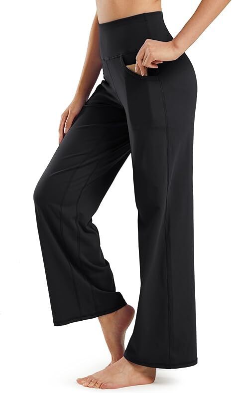 Women Wide Leg Pants with Pockets High Waist Stretch Dress Casual Swea