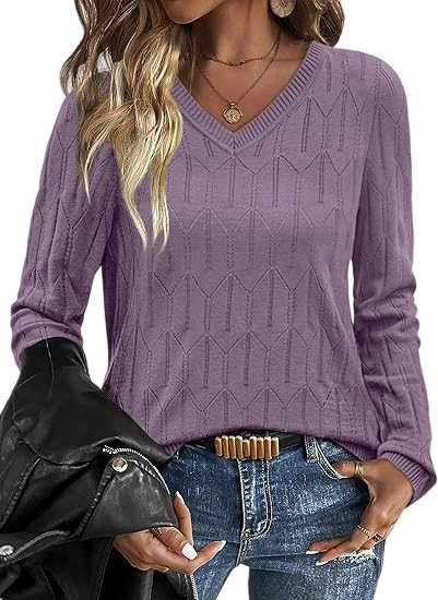 🔥🔥🔥Womens Sweaters Long Sleeve Shirts Fall Outfits 2025 V Neck