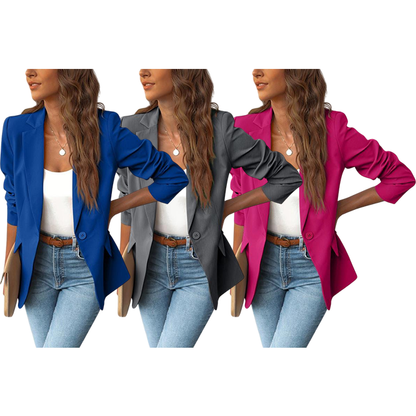 Women's Minimalist Solid Button Lapel Collar Blazer for Spring