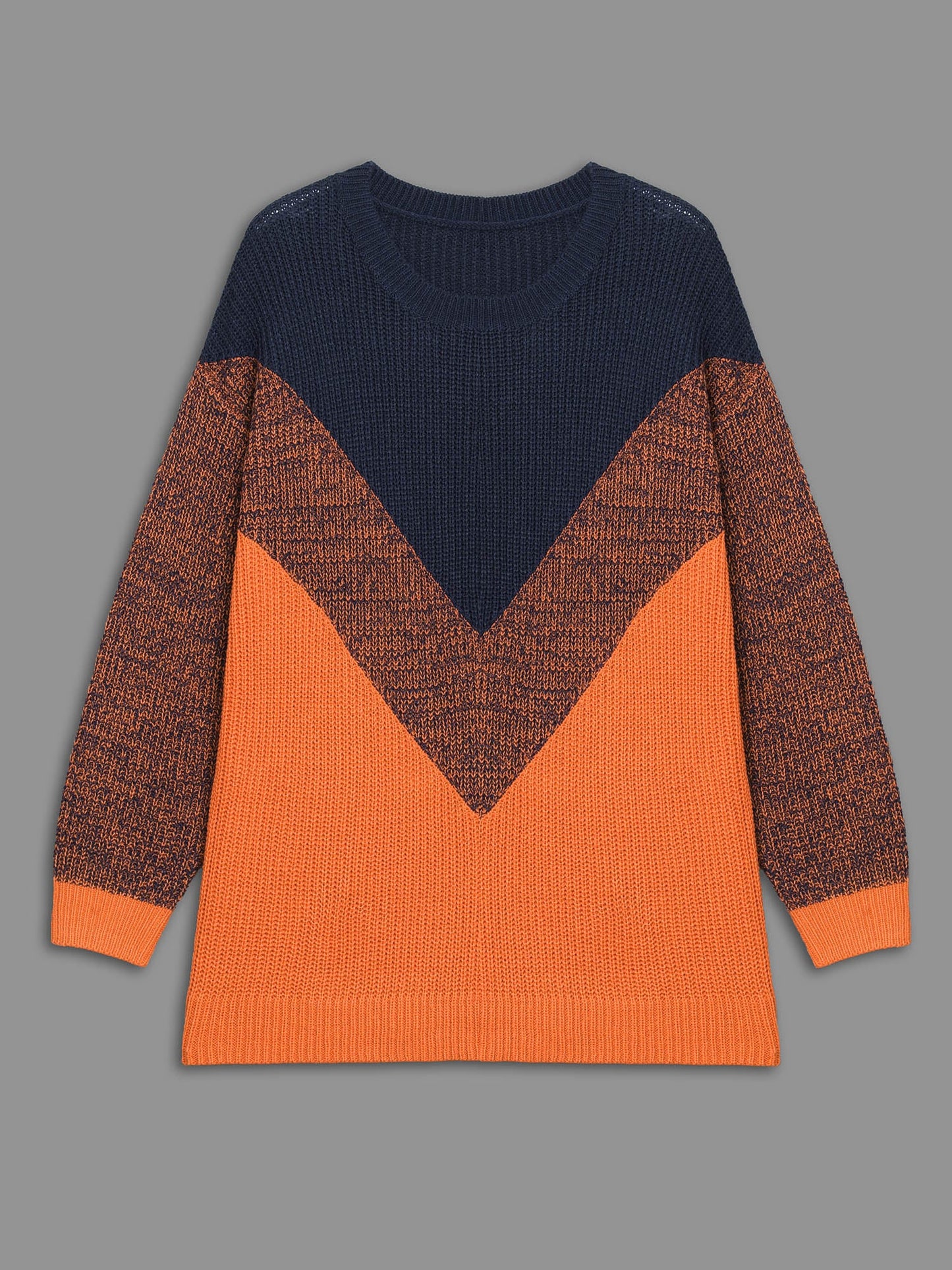 Textured Balloon Sleeves Color Block Pullover