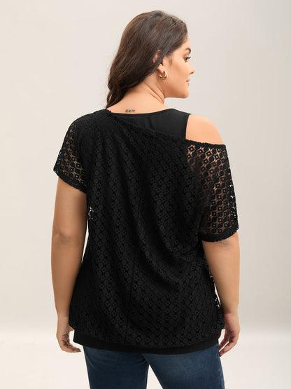2-in-1 Cut-Out Plain Knit Top