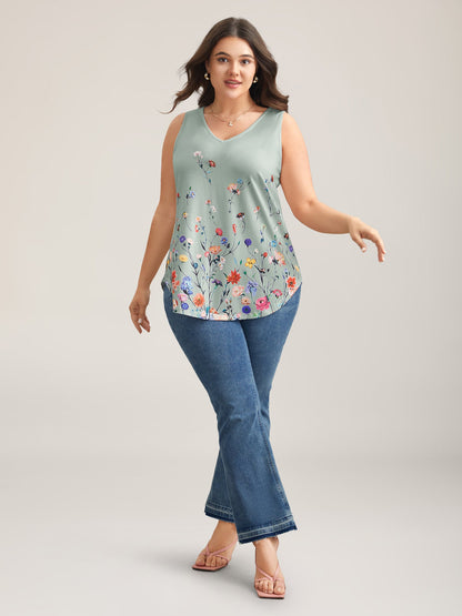 Blooming Flowers Print Stretchy Vest