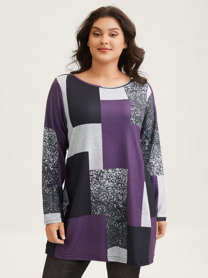 Colorblock Contrast Round Neck T-shirt