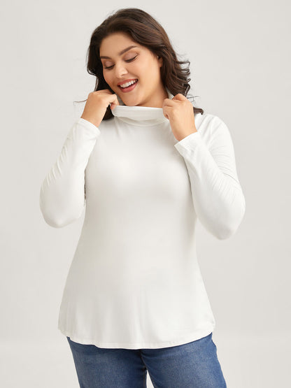 Supersoft Essentials Solid Funnel Neck Knit T-shirt