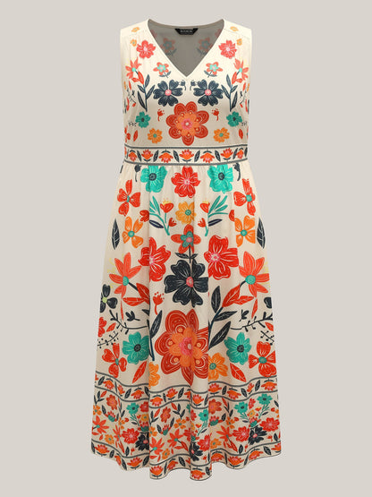 Floral Drama Cinched-Waist Maxi Dress