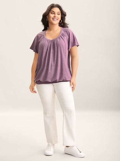 Heather Lotus Leaf Sleeve Jersey Top