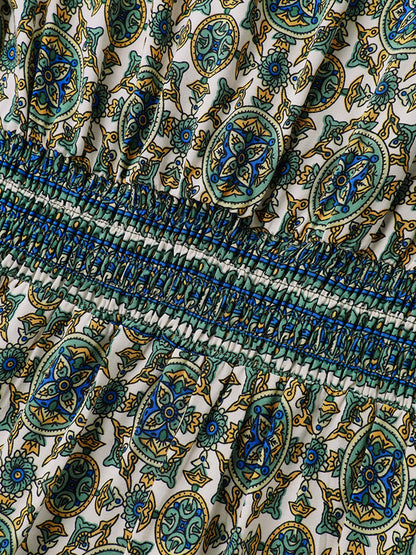 Rayon Floral Boho Print Pockets Midi Dress