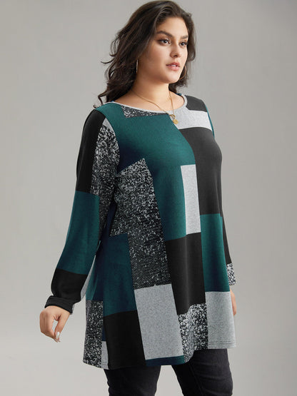 Colorblock Contrast Round Neck T-shirt