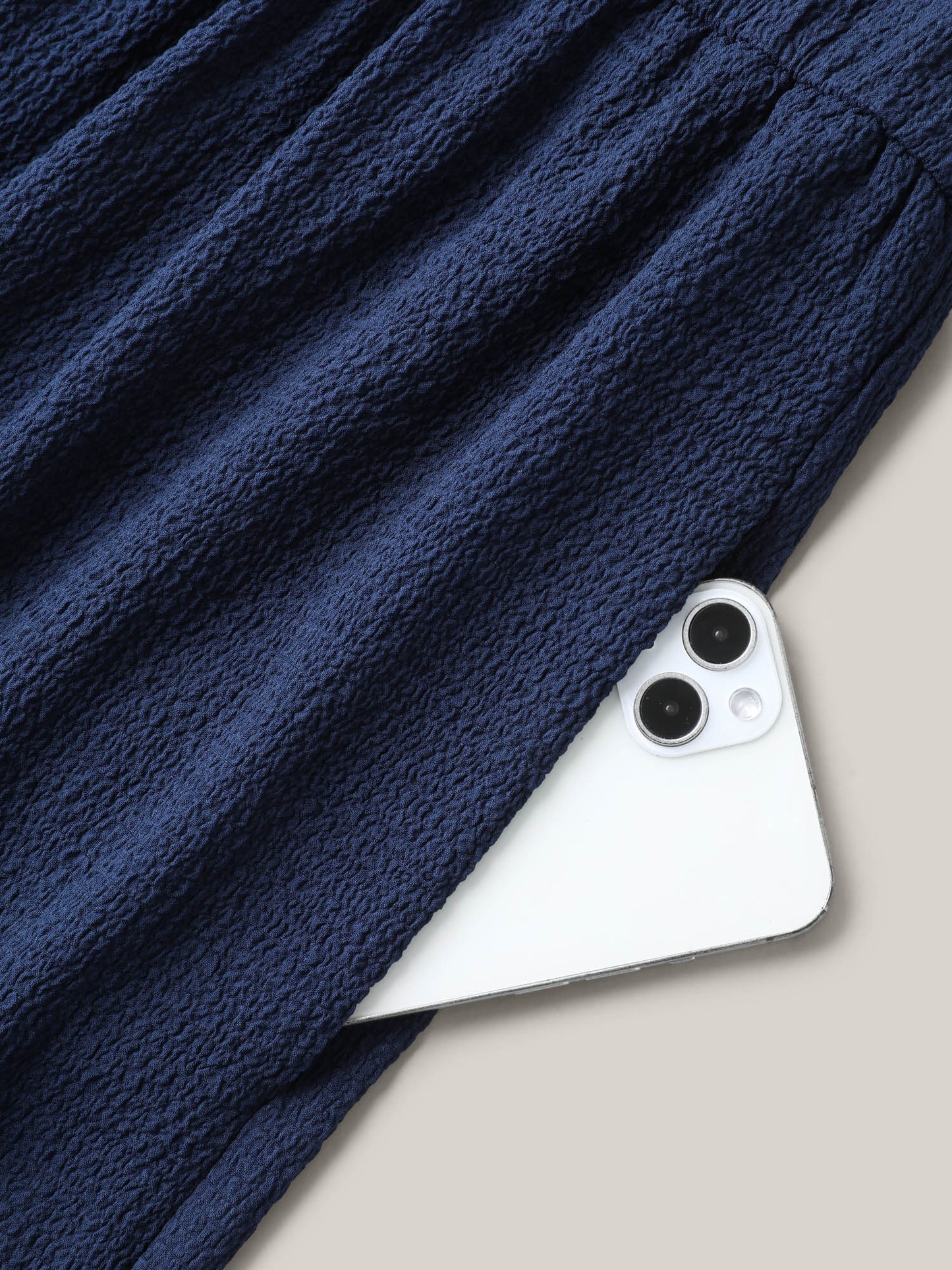 Shirred Pockets Wide-Leg Plain Jumpsuit