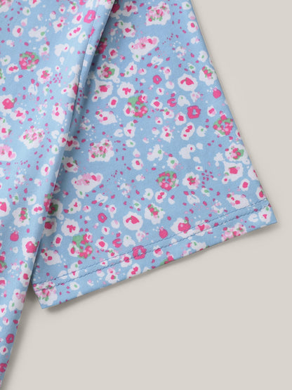 Floral Print Plicated Detail T-Shirt