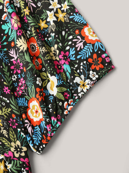 Floral Square Neck Fit and Flare Blouse