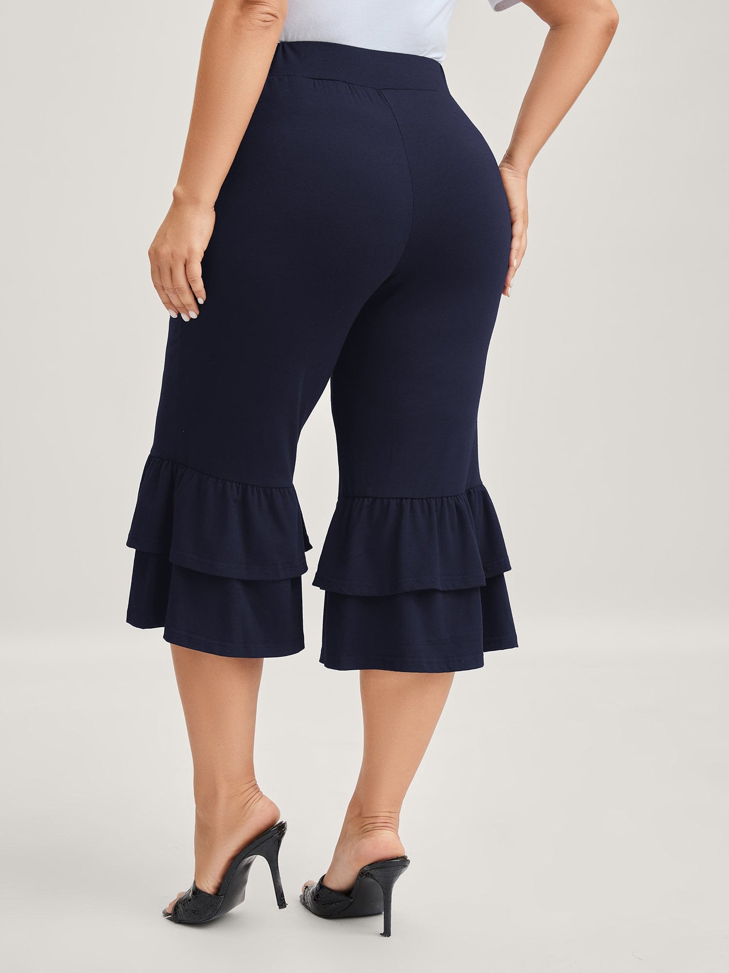 Layered Ruffled Flare Hem Pants