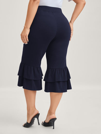 Layered Ruffled Flare Hem Pants