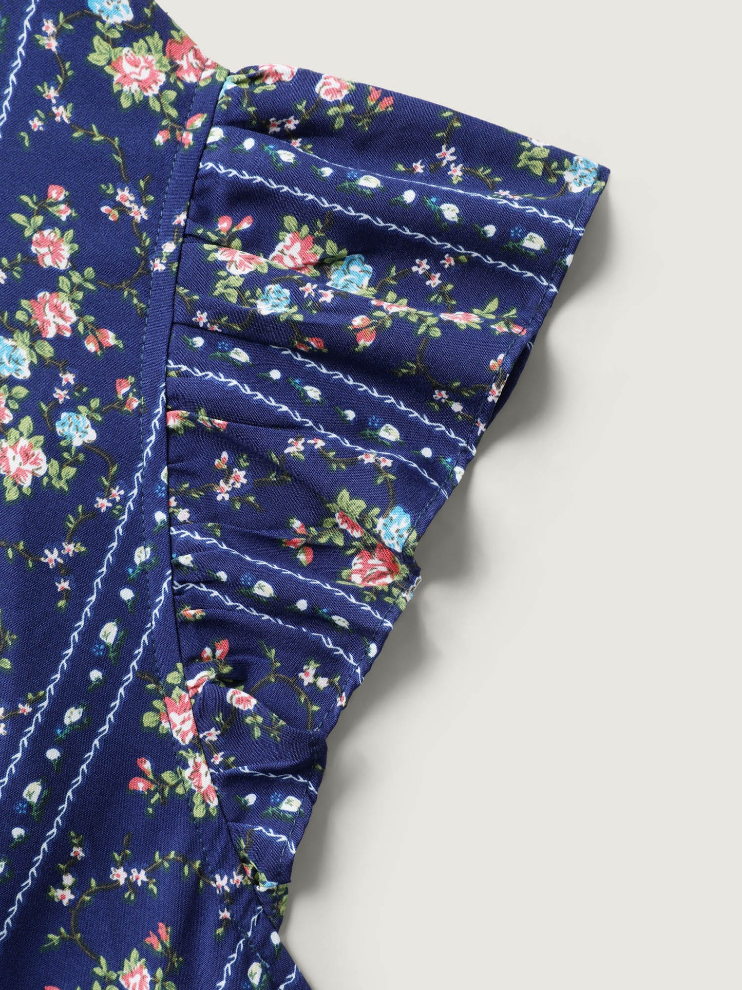 Floral Stripes Flutter Sleeve Blouse