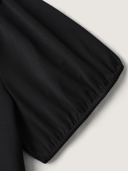 Stretchy Bubble Hem Polka Dots Midi Dress