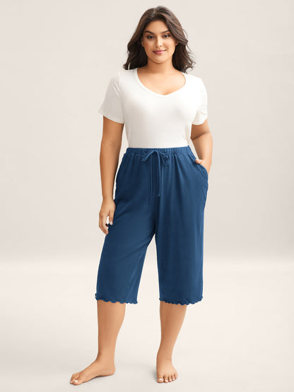 Supersoft Scalloped Hem Straight-Fit Lounge Bottoms