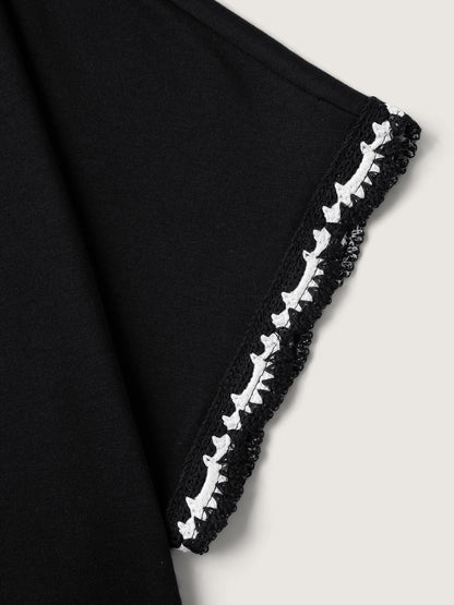 Supersoft Stretchy Scalloped Neck Solid T-Shirt