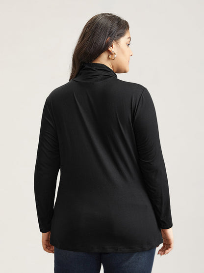 Supersoft Essentials Solid Funnel Neck Knit T-shirt