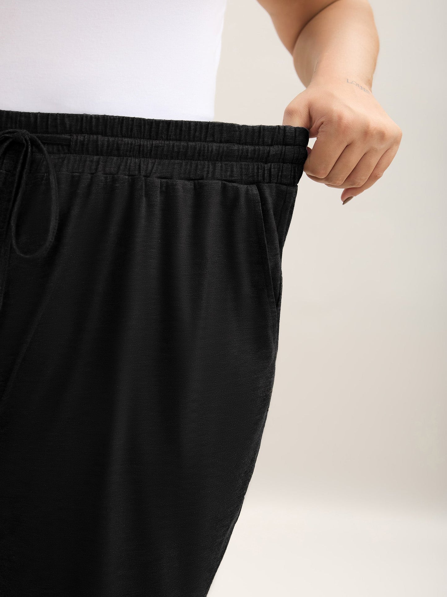 Mixed Color Knit Drawstring Loungewear Bottoms