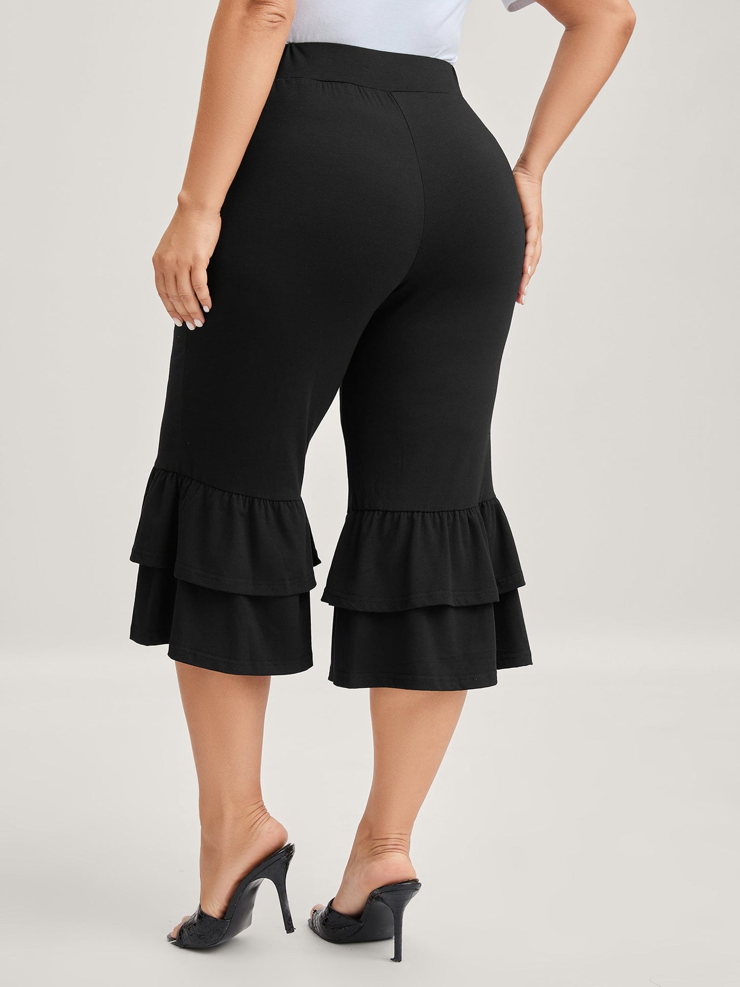 Layered Ruffled Flare Hem Pants