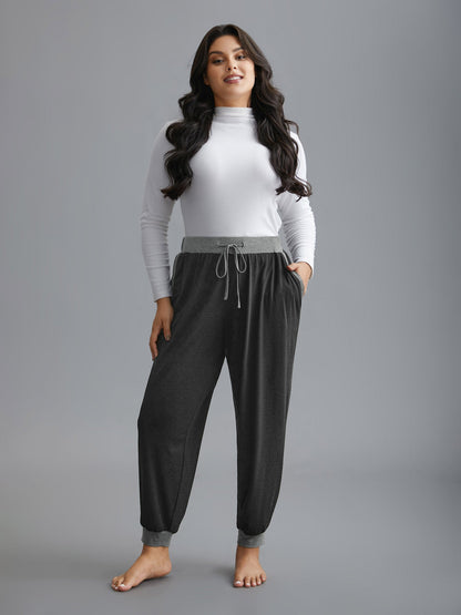 Contrast Drawstring Loungewear Bottoms