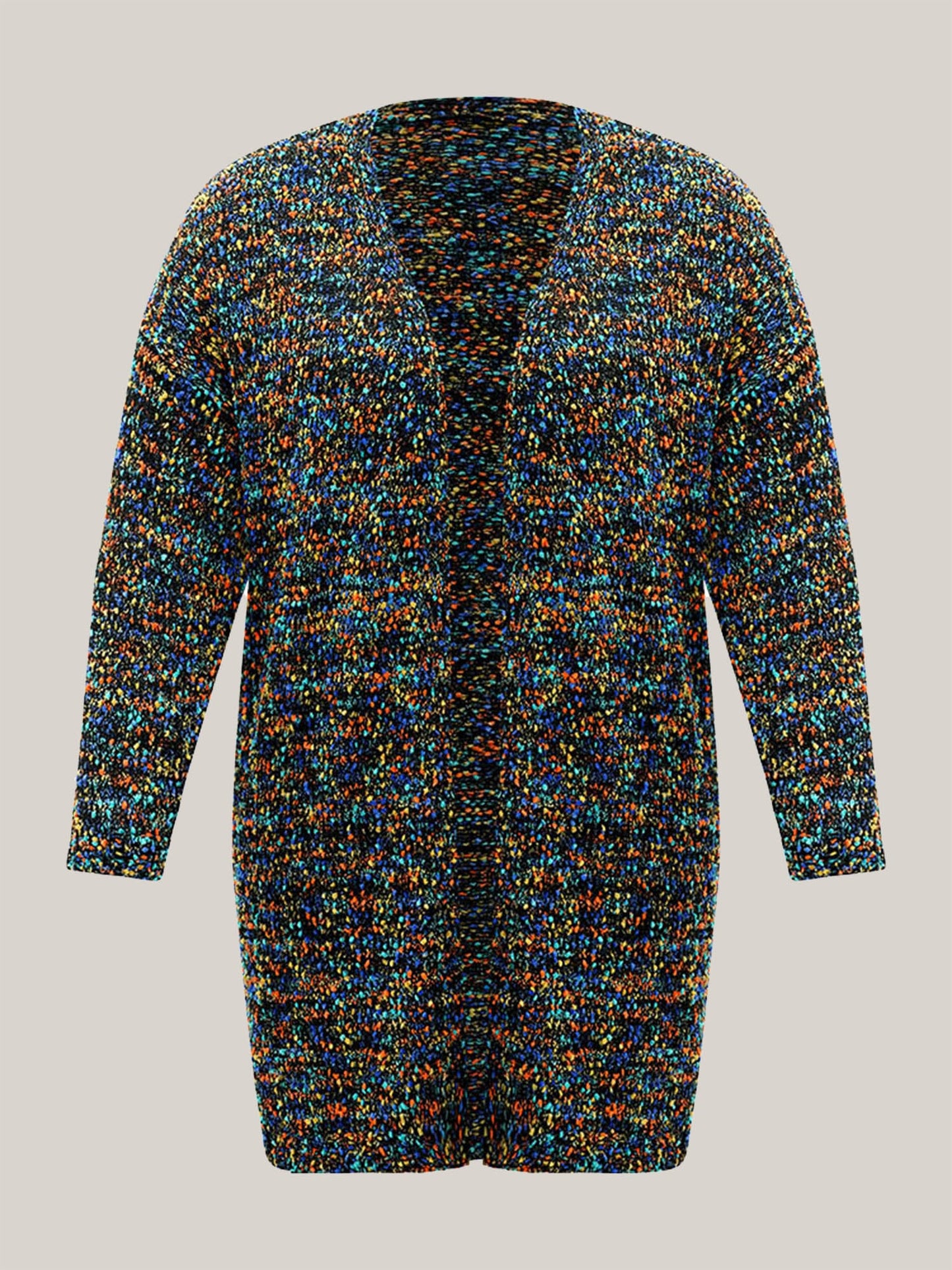 Color Textured Open Front Cardigan