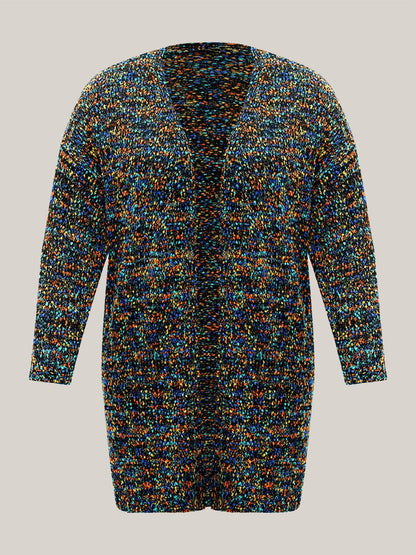 Color Textured Open Front Cardigan