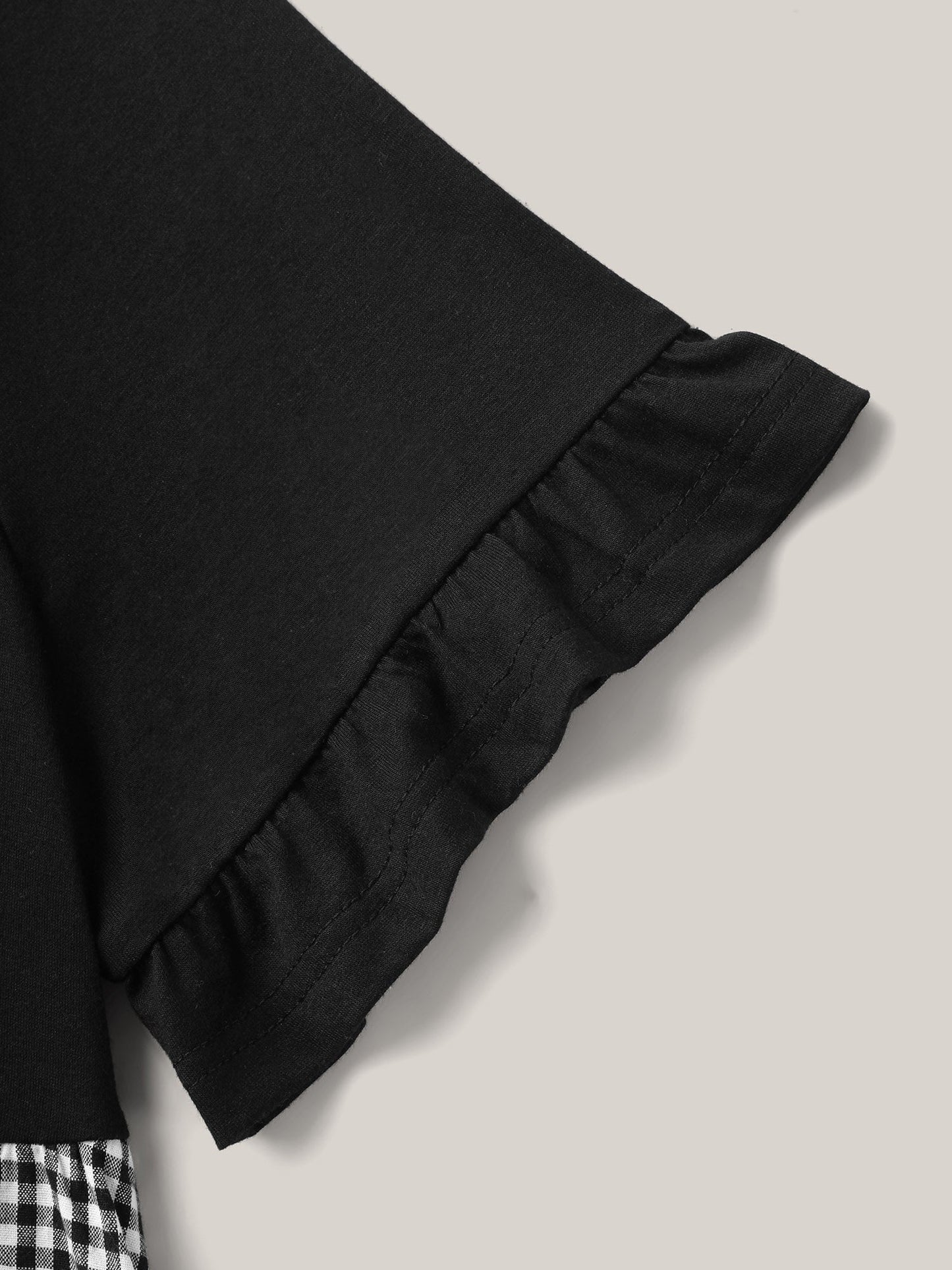 Mixed Print Round Neck Doll T-Shirt