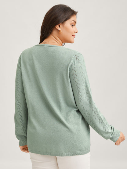 Texture V Neck Lightweight Pullover
